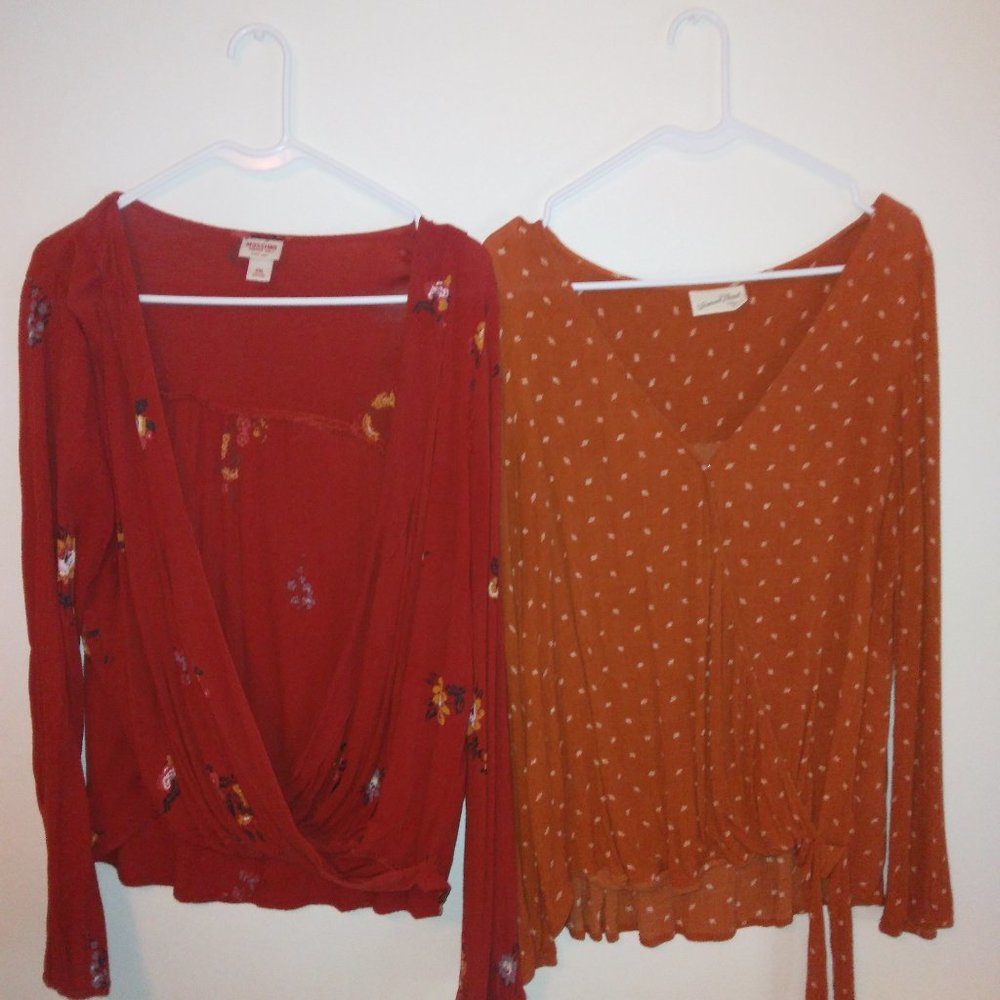 TWO flowy orange tops bundle!